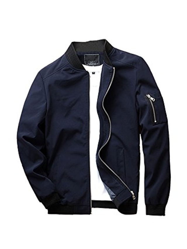  men's slim fit lightweight sportswear jacket casual bomber jacket us l black fleece