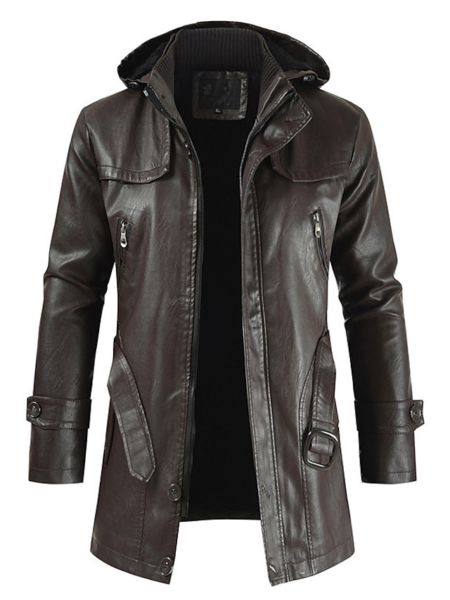  Jaqueta de couro pu masculino casaco de couro falso motocicleta motociclista estilo fashion inverno casual diário ao ar livre bolso de trabalho preto marrom quente jaqueta com capuz tops outwear