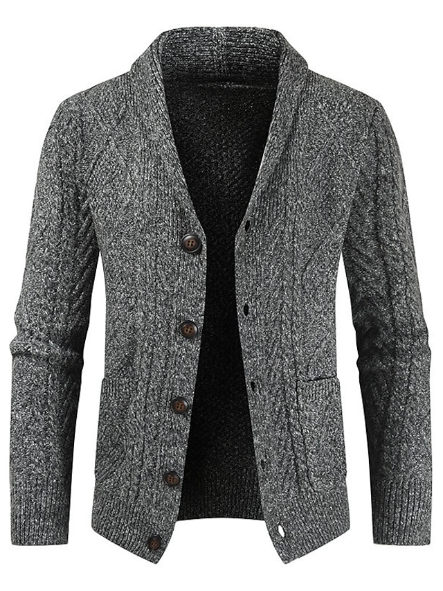 Men's Cardigan Sweater Knitted Solid Color Stylish Casual Long Sleeve ...