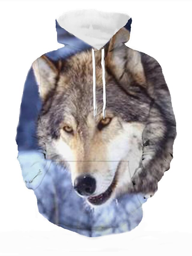 Mens Clothing Mens Hoodies & Sweatshirts | Mens Pullover Hoodie Sweatshirt Graphic Wolf Animal Hooded Daily 3D Print Basic Hoodi