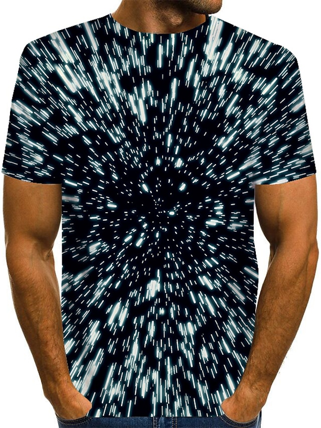  男性用 シャツ Tシャツ グラフィック 3D印刷 ラウンドネック ブラック 3Dプリント プラスサイズ 日常 半袖 プリント 衣類 誇張された ベーシック