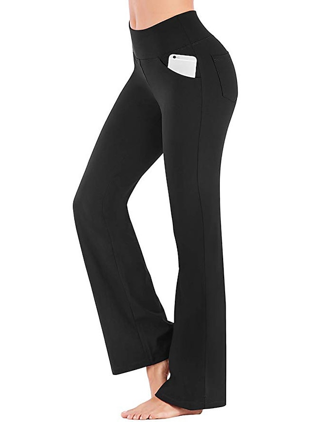 Womens Clothing Womens Bottoms | Womens Basic Yoga Flare Tights Leggings Baggy Full Length Pants Work Gym Stretchy Solid Colored