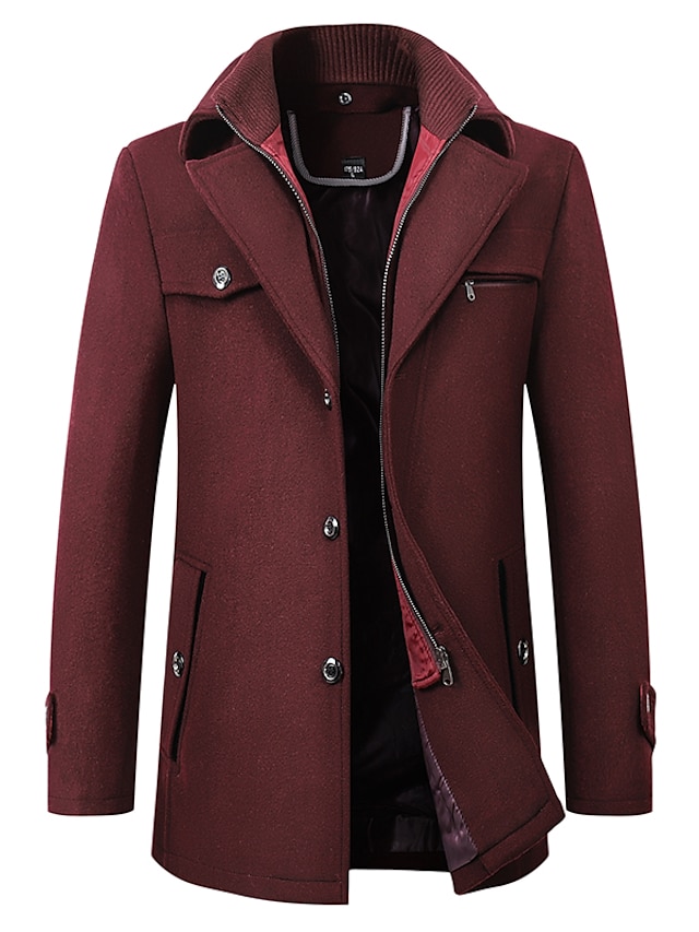 Men's Winter Coat Wool Coat Overcoat Short Coat Business Casual Fall ...