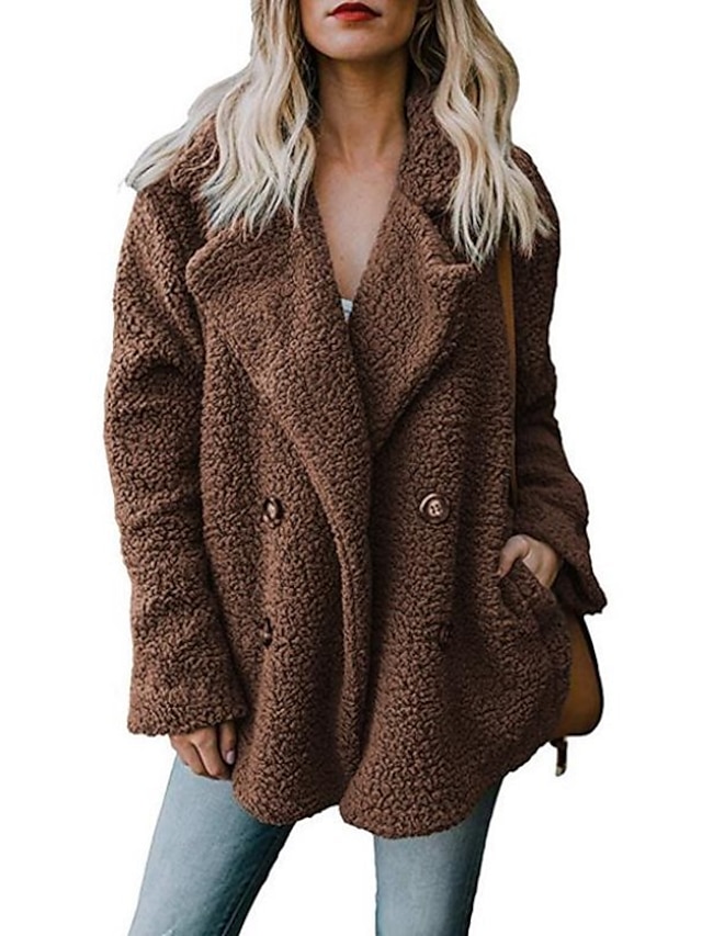 Womens Clothing Womens Outerwear | Womens Teddy Coat Sherpa jacket Fleece Jacket Street Daily Fall Winter Regular Coat Loose Win