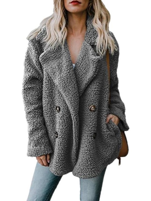 Womens Clothing Womens Outerwear | Womens Teddy Coat Sherpa jacket Fleece Jacket Street Daily Fall Winter Regular Coat Loose Win