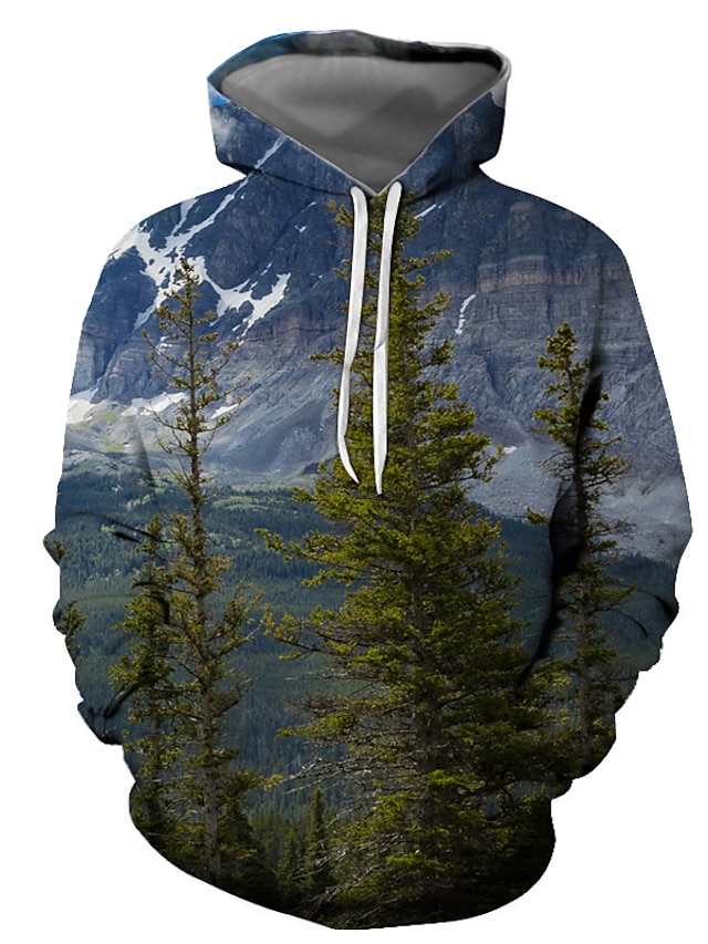 Mens Clothing Mens Hoodies & Sweatshirts | Mens Pullover Hoodie Sweatshirt Graphic Scenery Hooded Daily Going out 3D Print Basic