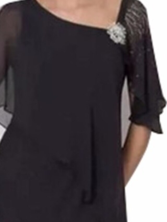 Jewel Neck Layered Chiffon Poncho Top and Wide Leg Pant Suit Plum main image 1