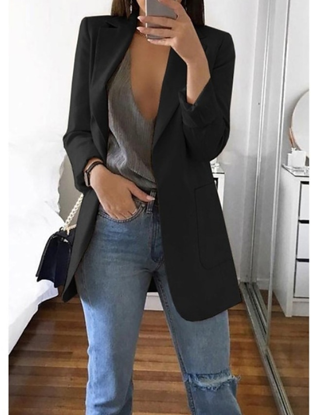 Women's Blazer Open Front Business Office Blazer Outfit with Pocket ...