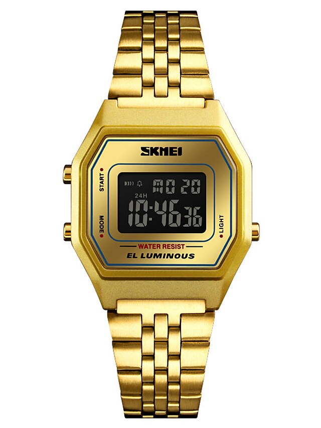  Dames Sporthorloge Digitaal horloge Gouden Horloge Digitaal Informeel Waterbestendig Alarm Kalender Digitaal Goud / Wit Blauw Goud / Een jaar / Roestvrij staal / Japans