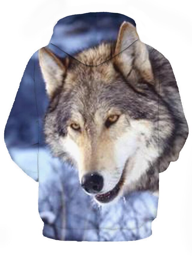 Mens Clothing Mens Hoodies & Sweatshirts | Mens Pullover Hoodie Sweatshirt Graphic Wolf Animal Hooded Daily 3D Print Basic Hoodi