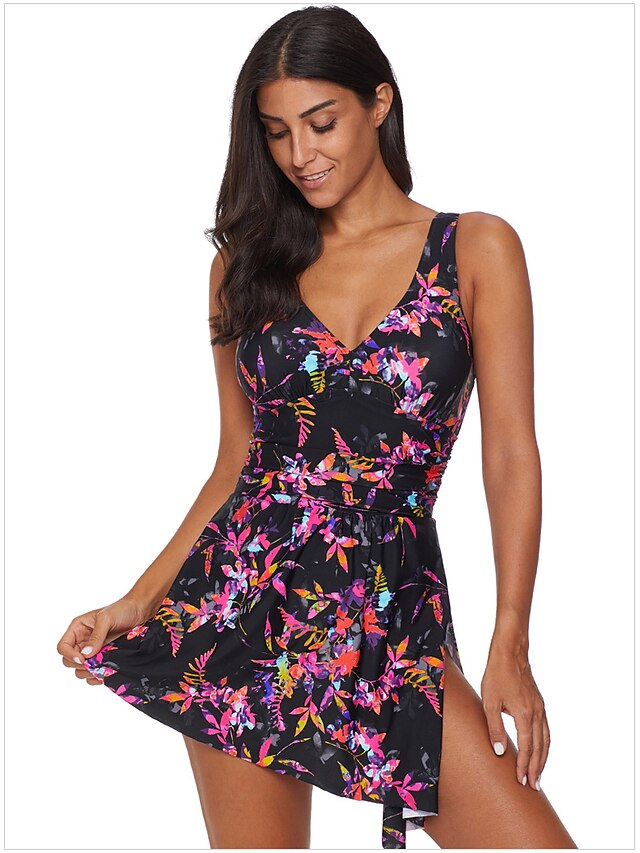 Women's Swimwear One Piece Swim Dress Normal Swimsuit Print Rainbow