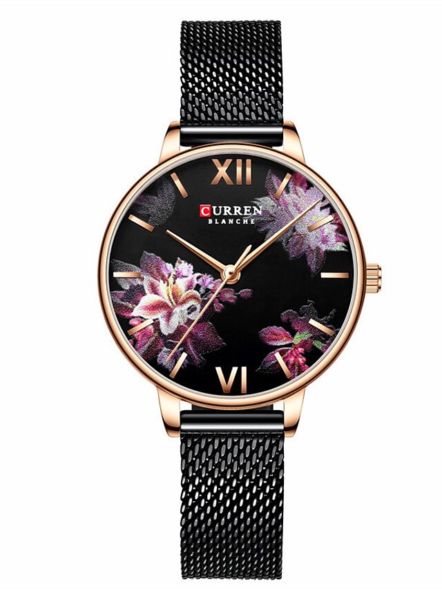  CURREN Women's Quartz Watches Analog Quartz Butterly Style Modern Style Flower Water Resistant / Waterproof Creative Shock Resistant / One Year / Stainless Steel / Japanese