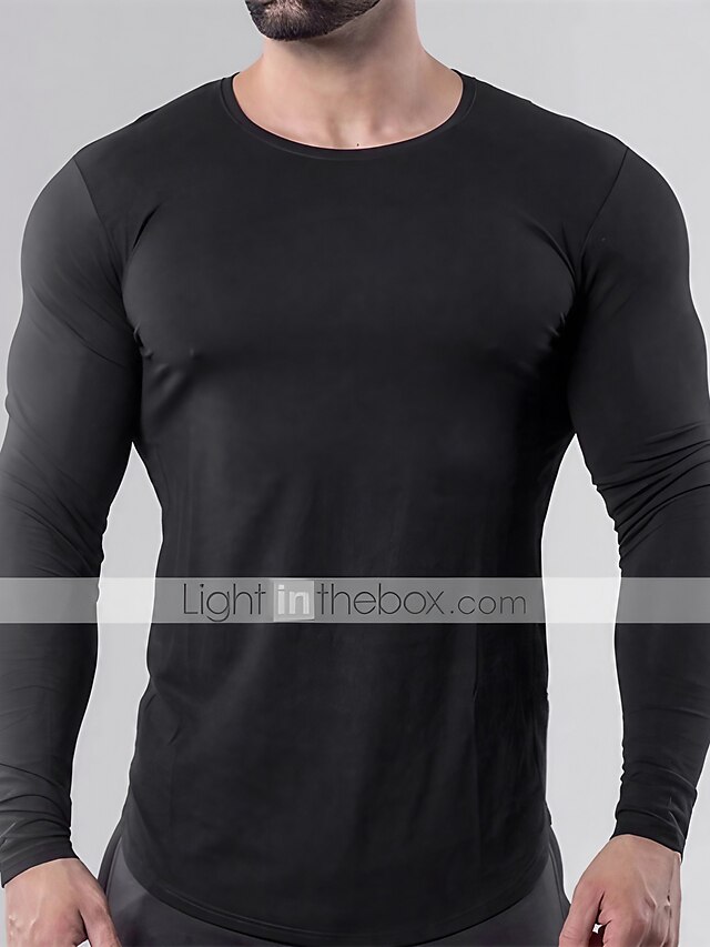  mens long sleeve quick-dry gym workout lightweight t-shirts classic long sleeve training shirts t26_black_us-m