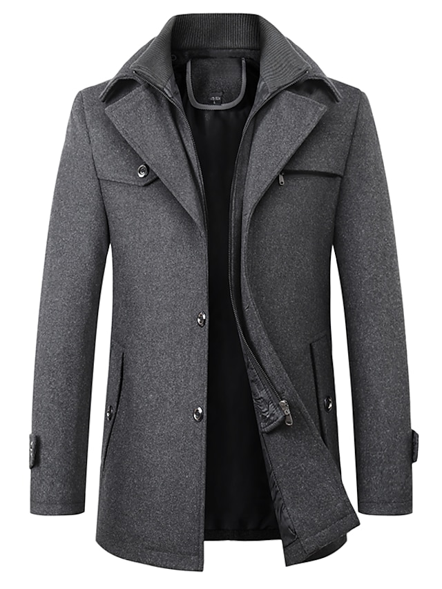 Men's Winter Coat Wool Coat Overcoat Short Coat Business Casual Fall ...