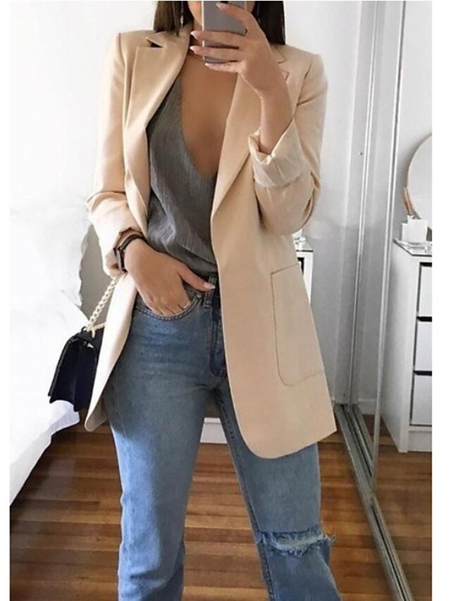 Women's Blazer Open Front Business Office Blazer Outfit with Pocket ...