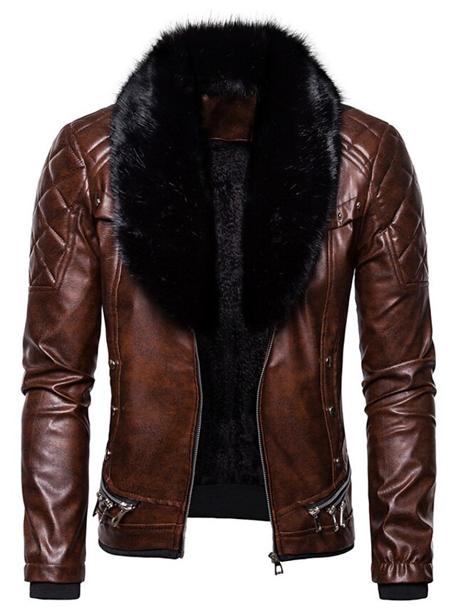 Mens Clothing Mens Outerwear | mens zipper removable fur collar jacket, vintage steam pocket punk gothic retro coat - QD75229