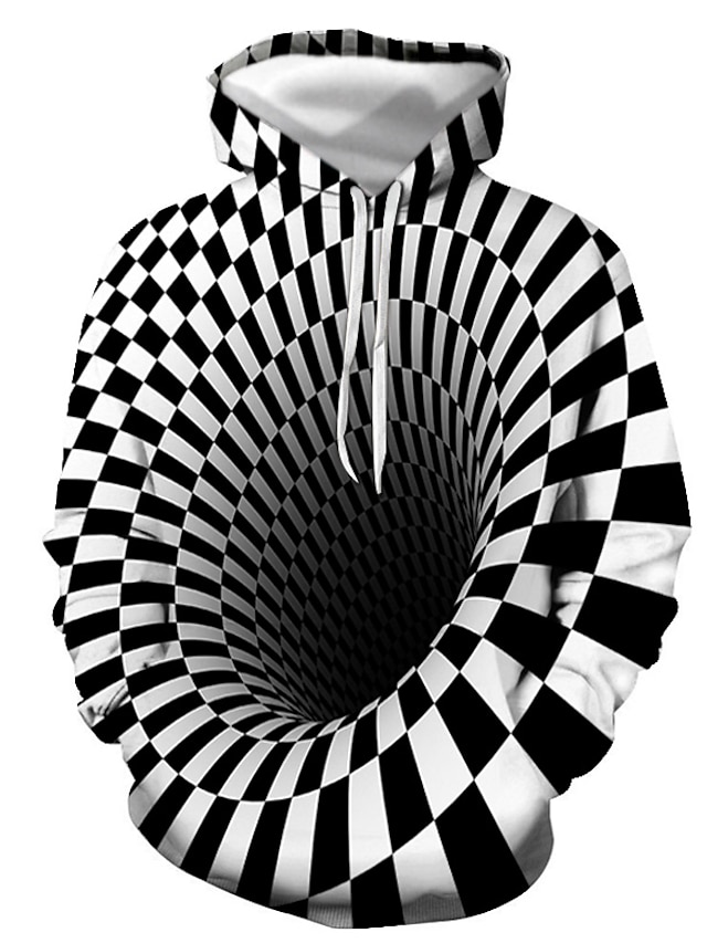  Муж. Толстовка Толстовка с капюшоном и пуловером Легкая толстовка с капюшоном Черный и Белый Черный / белый Черный Белый Синий Капюшон Графика 3D-печати Повседневные На выход 3D печать