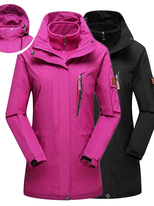  Women's Hoodie Jacket Hiking Jacket Hiking 3-in-1 Jackets Fleece Winter Outdoor Thermal Warm Windproof Breathable 3-in-1 Jacket Top Single Slider Ski / Snowboard Climbing Camping / Hiking / Caving