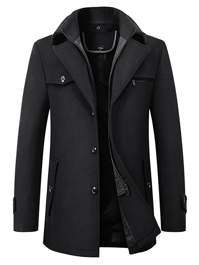Men's Winter Coat Wool Coat Overcoat Short Coat Business Casual Fall ...
