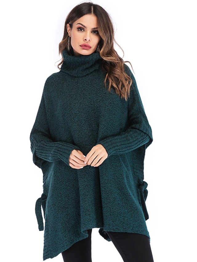 Womens Clothing Sweaters & Cardigans | Womens Pullover Knitted Solid Color Long Sleeve Loose Sweater Cardigans Turtleneck Fall B