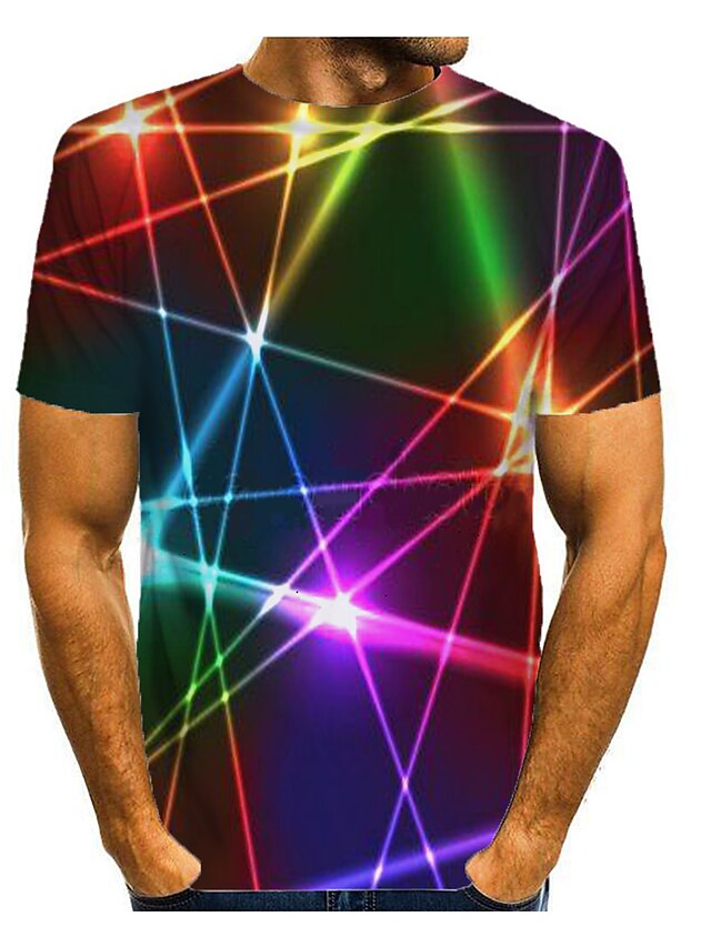 Mens Clothing Mens Tees & Tank Tops | Mens T shirt Tee Shirt 3D Print Graphic Abstract 3D Round Neck Daily Print Short Sleeve To