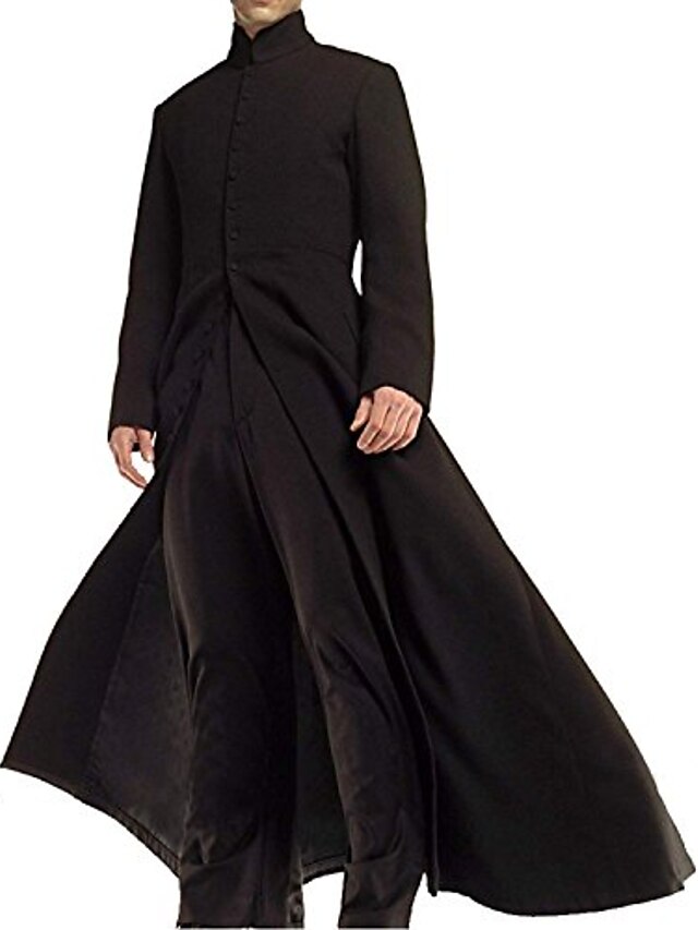 Mens Clothing Mens Outerwear | neo matrix keanu reeves black trench coat, black - BQ80026