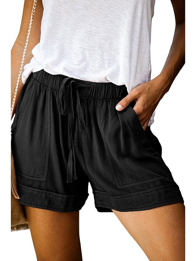 Womens Clothing Womens Bottoms | Womens Basic Casual Shorts Wide Leg Baggy Pocket Short Pants Daily Holiday Micro-elastic Simple