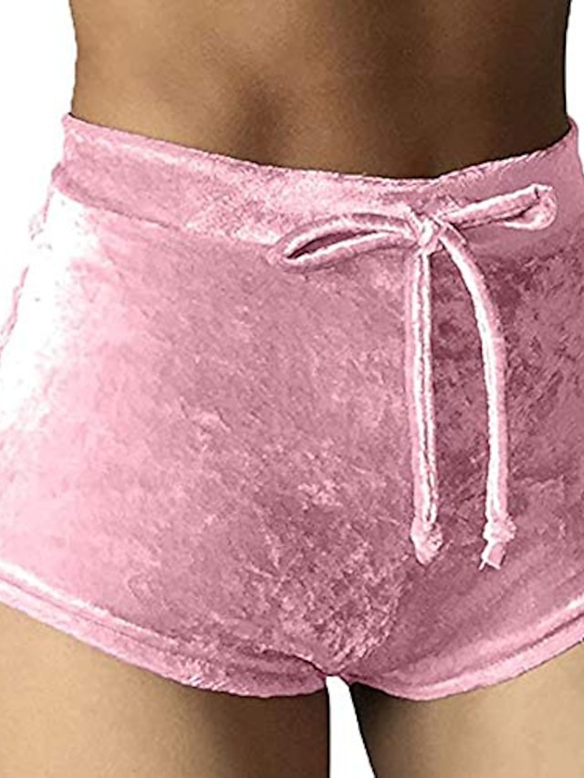 Womens Clothing Womens Bottoms | womens casual soft high waist velvet drawstring casual booty shorts x-large pink - ZU71443