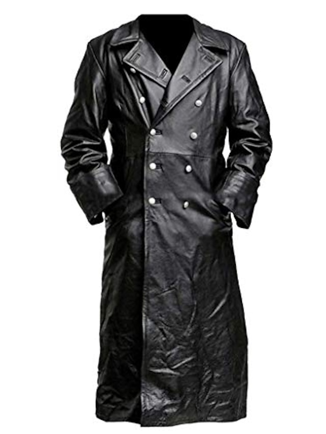  男性用 レザージャケット トレンチコート ビジネス カジュアル ポリエステル 保温 防雨 アウターウェア 衣類