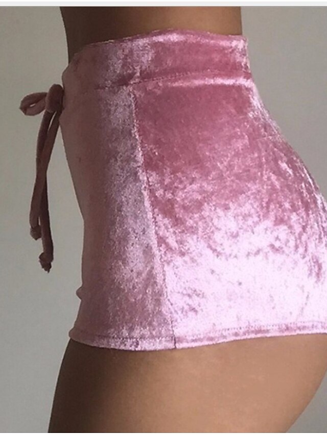 Womens Clothing Womens Bottoms | womens casual soft high waist velvet drawstring casual booty shorts x-large pink - ZU71443