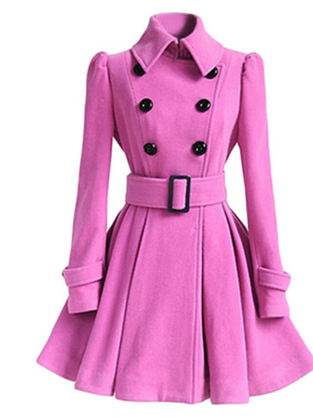  Women's Coat Solid Colored Active Fall & Winter Long Coat Daily Long Sleeve Jacket Blushing Pink