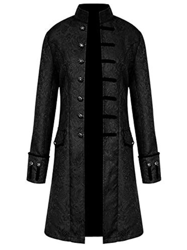  men vintage tailcoat jacket overcoat outwear buttons coat gothic medieval steampunk victorian frock coat black