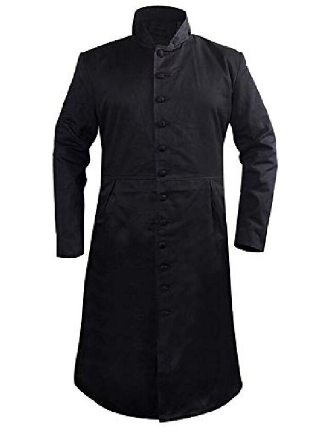 Mens Clothing Mens Outerwear | neo matrix keanu reeves black trench coat, black - BQ80026