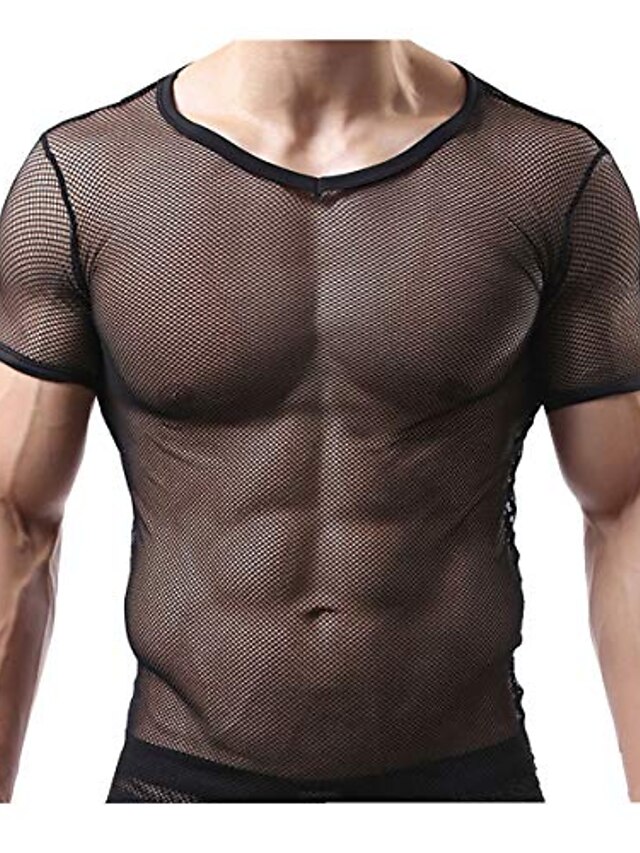  youbin sexy men's underwear sleeveless vest tank top mesh see through t-back nightwear fishnet undershirt