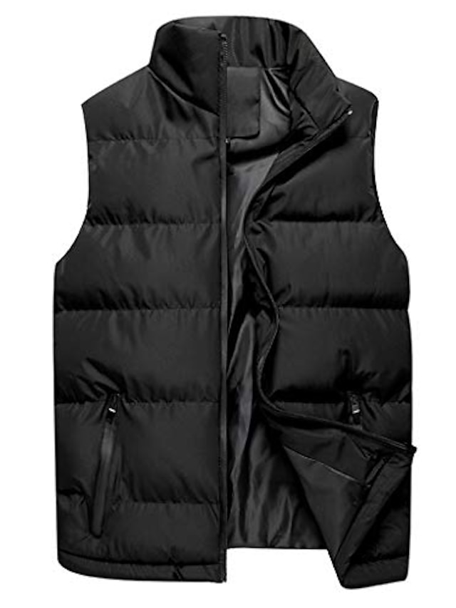  Men's Down Vest Regular Normal Coat Black Blue Red Dailywear Winter Standing Collar Regular Fit M L XL 2XL 3XL 4XL