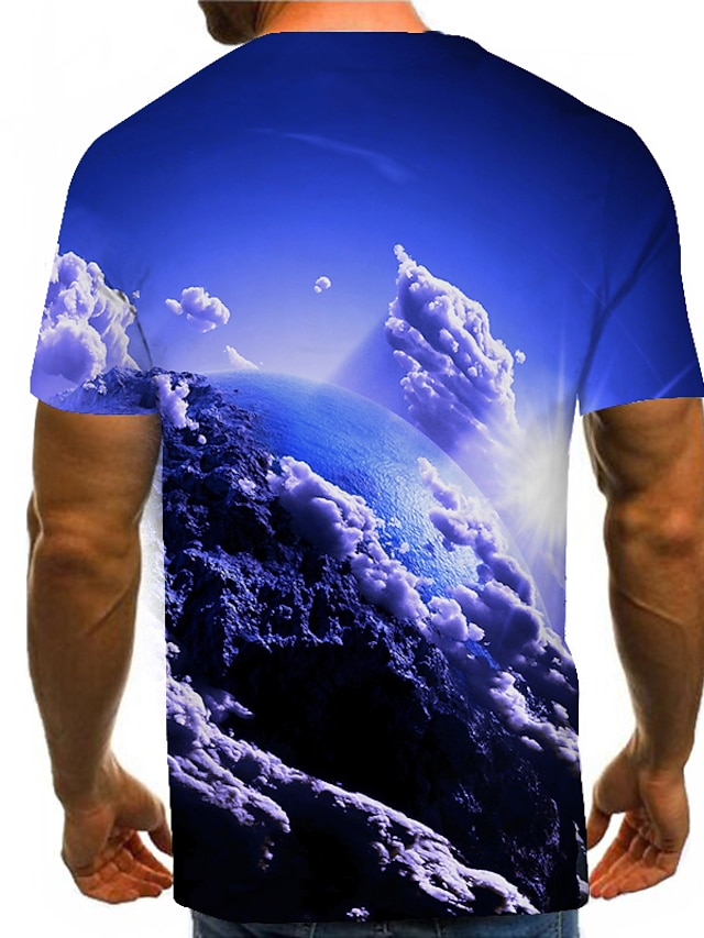 Men's Shirt T shirt Tee Funny T Shirts Graphic 3D Round Neck Yellow Pink Blue Purple Green 3D