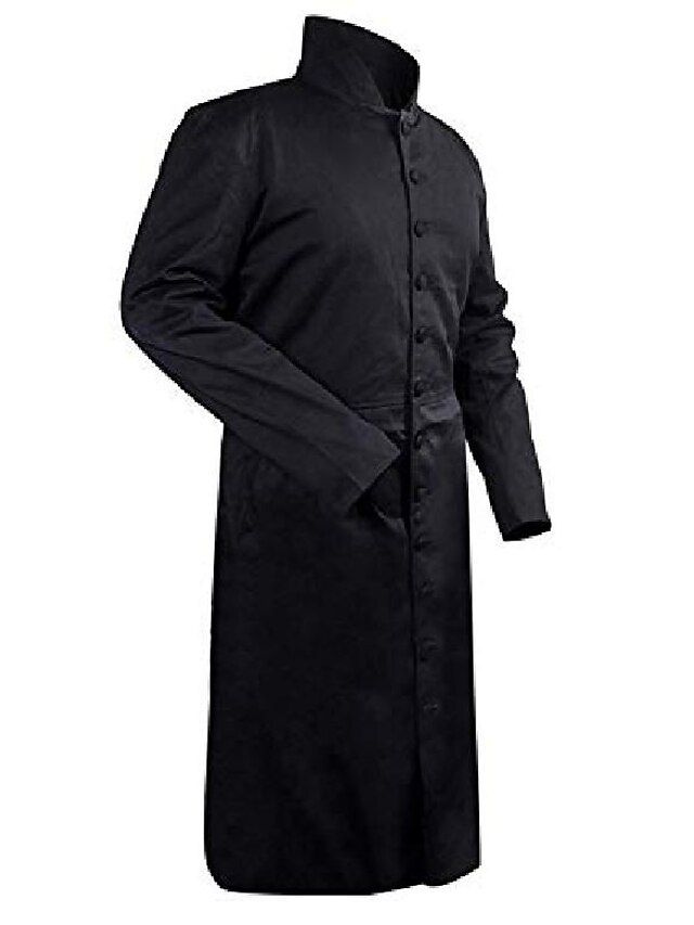 Mens Clothing Mens Outerwear | neo matrix keanu reeves black trench coat, black - BQ80026