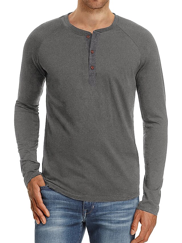 men's fashion casual basic long sleeve henley t-shirts soft tee shirts slim fit, white, s 9