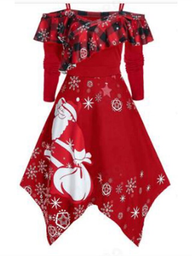 Dam Bandklänning Knälång klänning Blå Purpur Grön Svart Rubinrött