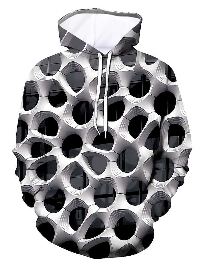 Men's Graphic Hoodie Hoodies Sweatshirt Casual Long Sleeve Hooded Daily Going out Black White Designer 10