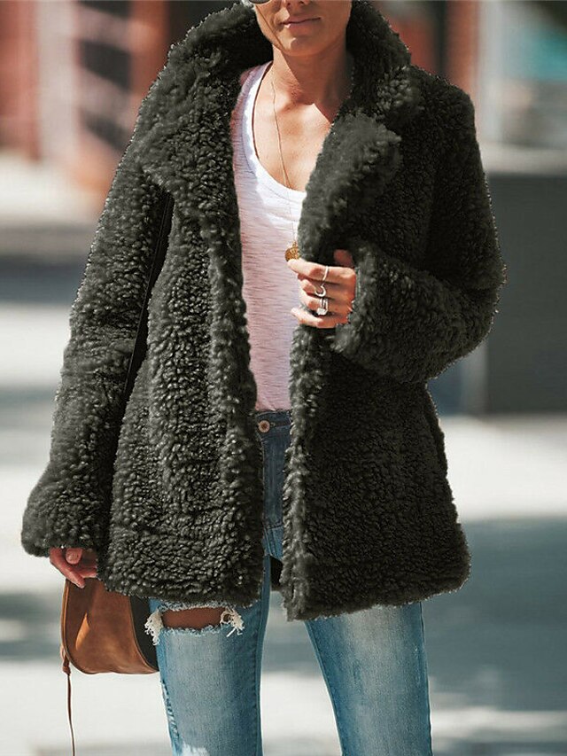 Womens Clothing Womens Outerwear | Womens Teddy Coat Sherpa jacket Fleece Jacket Casual Daily Wear Fall Winter Regular Coat Shir