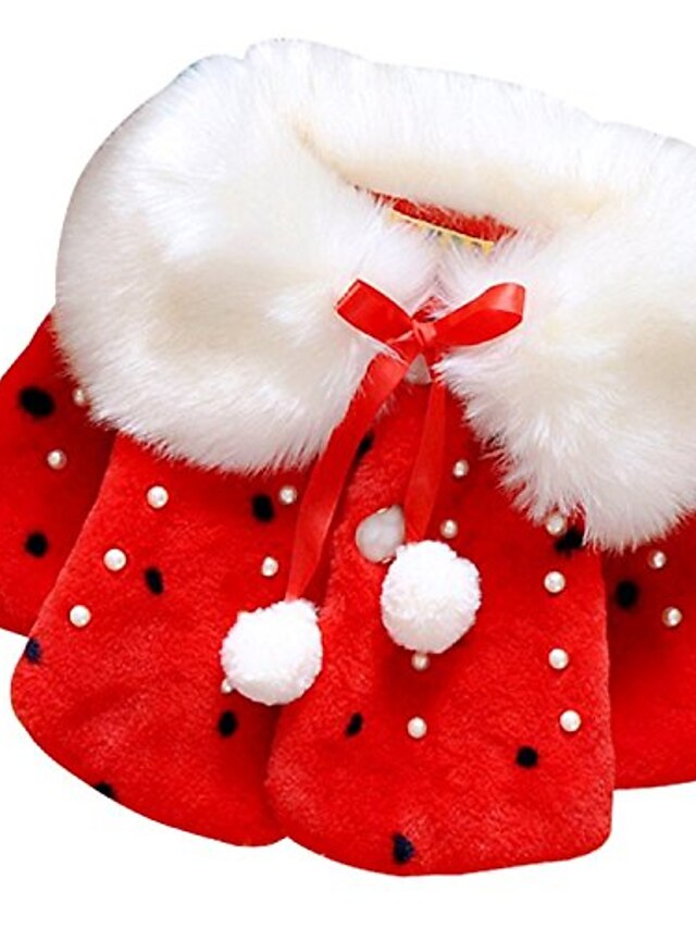 Baby Girl Kids Faux Fur Outwear Winter, Red Infant Girl Winter Coats