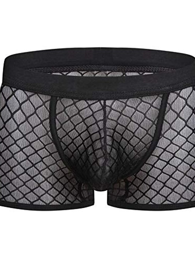 mens underwear sexy males mesh sheer boxer briefs see through fishnet ...