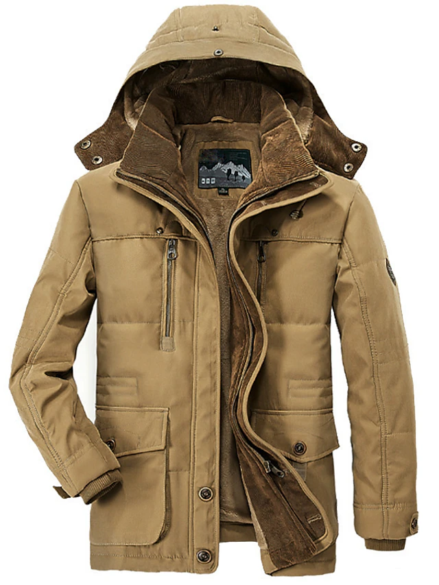 Men's Winter Coat Fleece Jacket Warm Thicken Outdoor Daily Wear Solid ...