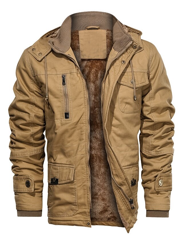 Mens Clothing Mens Outerwear | mens thick winter jackets hooded hunting jackets insulated windbreaker fleece lined field jackets