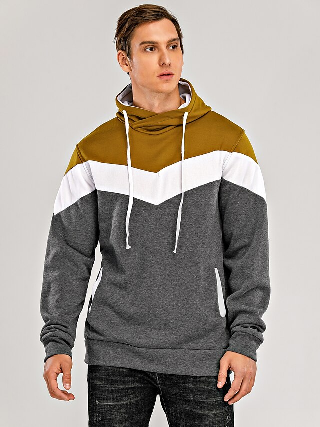 Mens Clothing Mens Hoodies & Sweatshirts | Mens Plus Size Hoodie Color Block Turtleneck Daily Sports Weekend Active Hoodies Swea