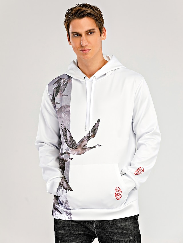 Mens Clothing Mens Hoodies & Sweatshirts | Mens Womens Pullover Hoodie Sweatshirt Graphic Chinese Style Bird Oversized Hooded Da