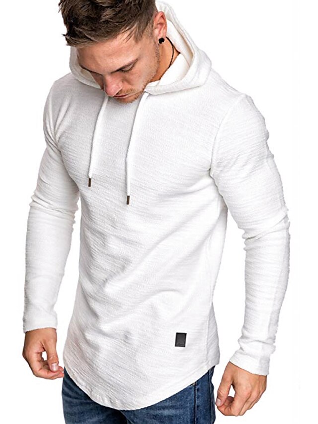 Mens Clothing Mens Hoodies & Sweatshirts | Mens Pullover Hoodie Sweatshirt Plain Hooded Sports Casual Hoodies SweatshirtsLong Sl