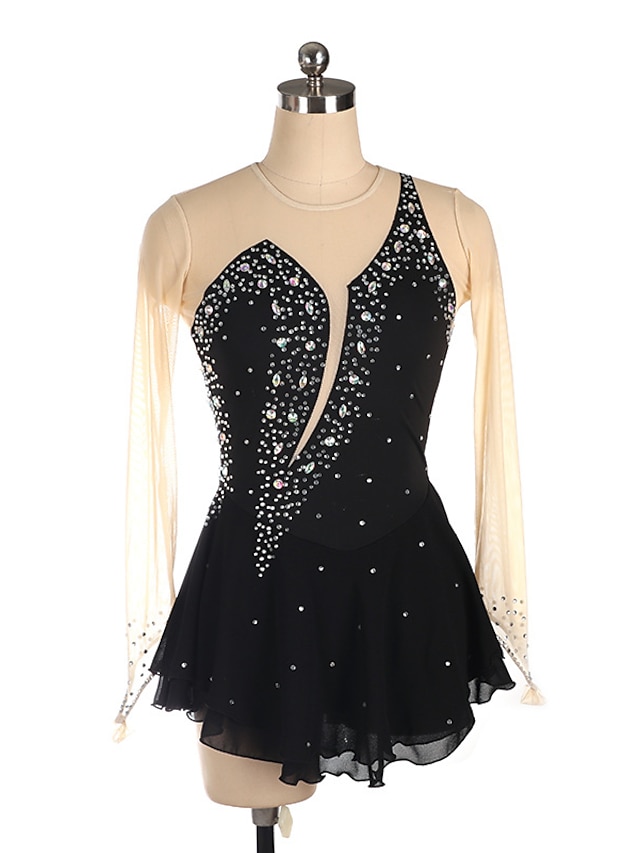 Figure Skating Dress Women's Girls' Ice Skating Dress Black Yellow Pink ...