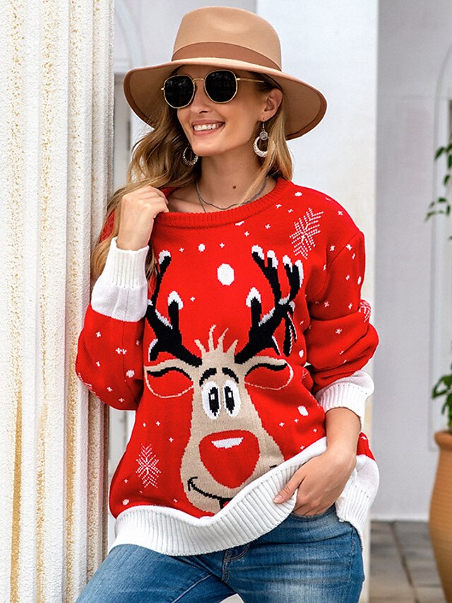 Womens Clothing Sweaters & Cardigans | Womens Pullover Knitted Animal Long Sleeve Loose Sweater Cardigans Crew Neck Fall Winter 